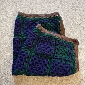Handmade Crochet Baby Blanket in Green and Blue